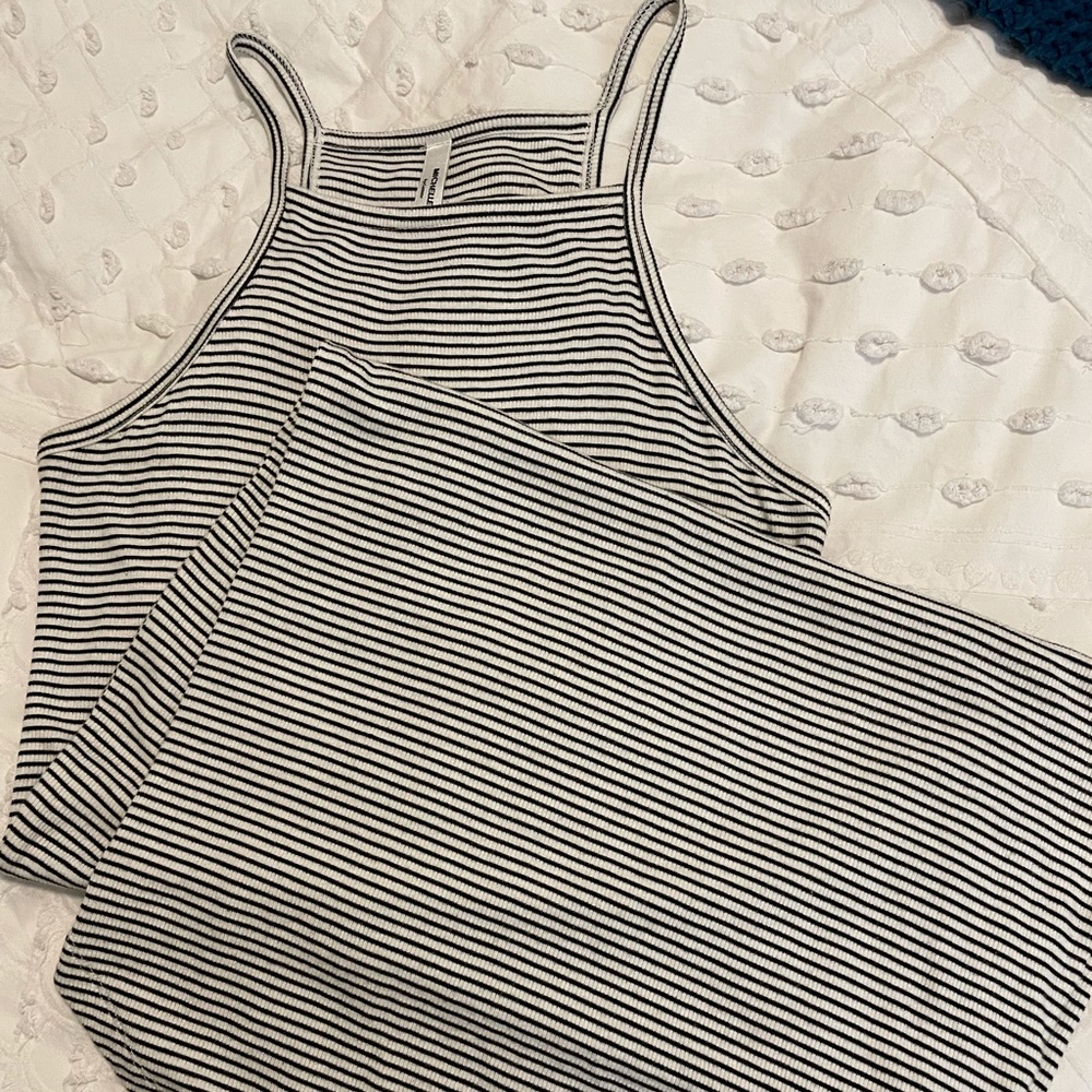 Michelle Black/White Stripe Midi Dress